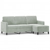 3-osobowa sofa z podnóżkiem, jasnoszara, 180 cm, aksamit
