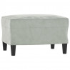 3-osobowa sofa z podnóżkiem, jasnoszara, 180 cm, aksamit