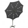 Parasol wiszący z lampkami LED i słupkiem, antracytowy, 300 cm