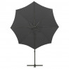 Parasol wiszący z lampkami LED i słupkiem, antracytowy, 300 cm