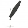 Parasol wiszący z lampkami LED i słupkiem, antracytowy, 300 cm