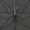 Parasol wiszący z lampkami LED i słupkiem, antracytowy, 300 cm