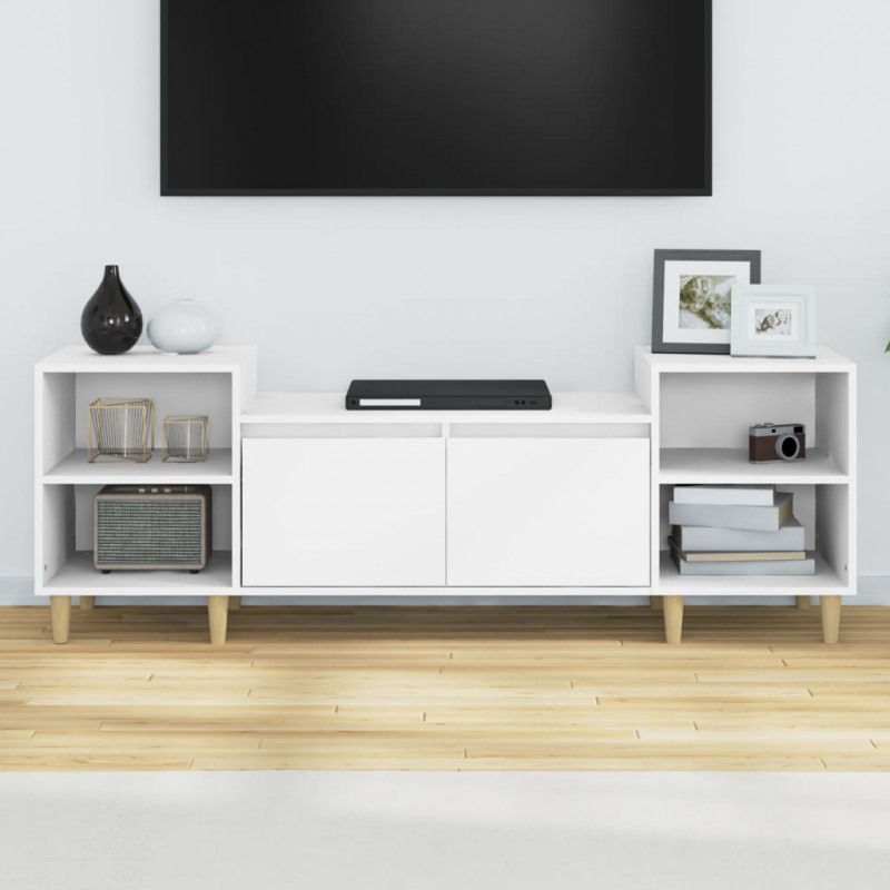 Szafka pod TV, biała, 80x36x50 cm, materiał drewnopochodny
