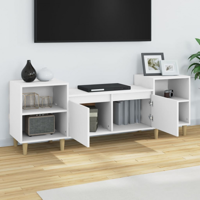 Szafka pod TV, biała, 80x36x50 cm, materiał drewnopochodny