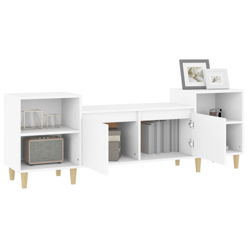 Szafka pod TV, biała, 80x36x50 cm, materiał drewnopochodny