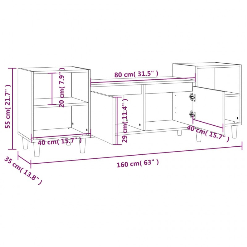 Szafka pod TV, biała, 80x36x50 cm, materiał drewnopochodny