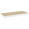 Półki ścienne, 2 szt., dębowo-białe, 60x23,5x3,8 cm, MDF