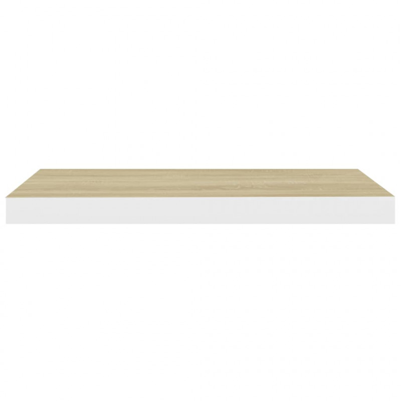 Półki ścienne, 2 szt., dębowo-białe, 60x23,5x3,8 cm, MDF