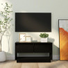 Szafka pod telewizor, czarna, 74x34x40 cm, lite drewno sosnowe