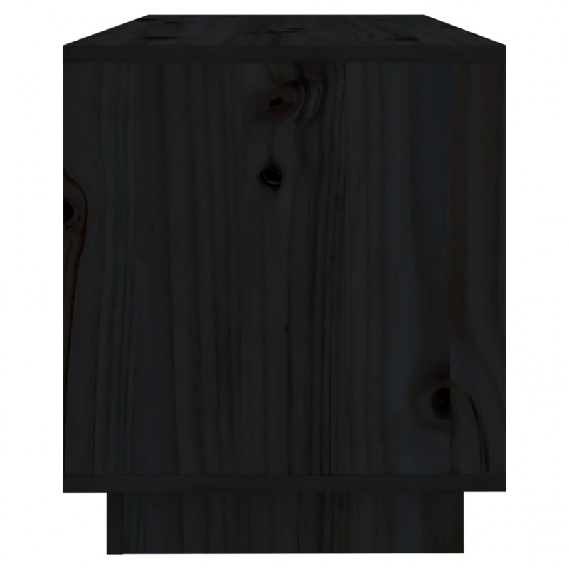 Szafka pod telewizor, czarna, 74x34x40 cm, lite drewno sosnowe
