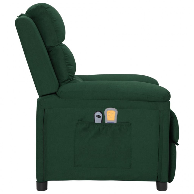 Elektryczny fotel masujący, ciemnozielony, obity tkaniną