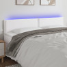 Zagłówek do łóżka z LED, biały, 180x5x78/88 cm, sztuczna skóra