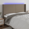 Zagłówek do łóżka z LED, taupe, 163x16x118/128 cm, tkanina