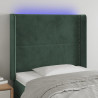 Zagłówek do łóżka z LED, ciemnozielony 93x16x118/128 cm aksamit