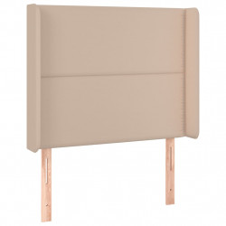 Zagłówek do łóżka z LED, cappuccino, 93x16x118/128 cm, ekoskóra