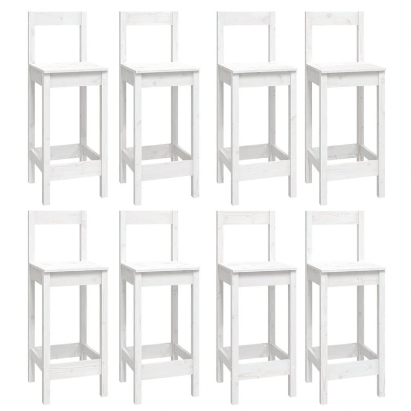 9-cz. zestaw mebli barowych, biały, lite drewno sosnowe