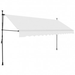 Ręcznie zwijana markiza z LED, 350 cm, kremowa