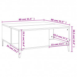 Stolik kawowy, dąb sonoma 80x80x36,5 cm materiał drewnopochodny