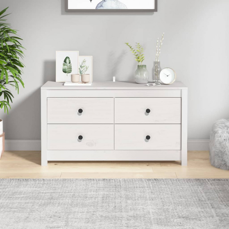 Komoda, biały, 100x40x54 cm, lite drewno sosnowe