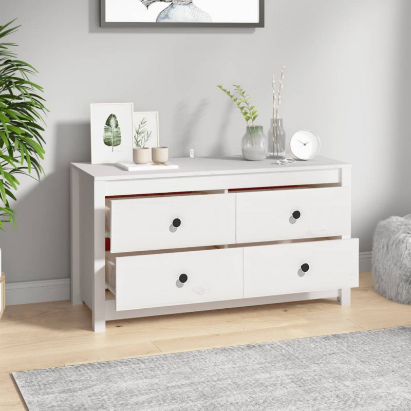 Komoda, biały, 100x40x54 cm, lite drewno sosnowe