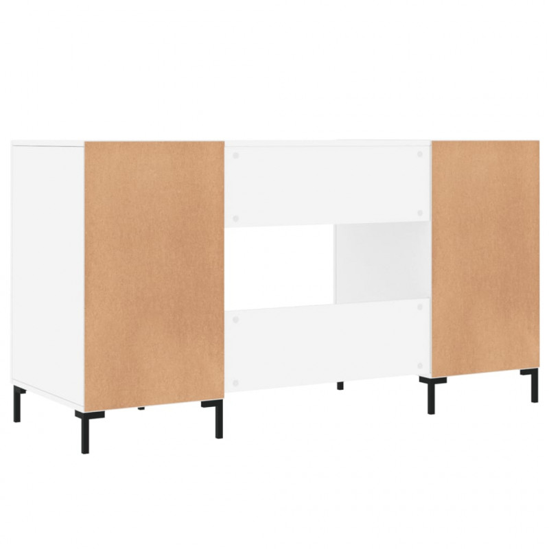 Biurko białe z połyskiem, 140x50x75 cm, materiał drewnopochodny