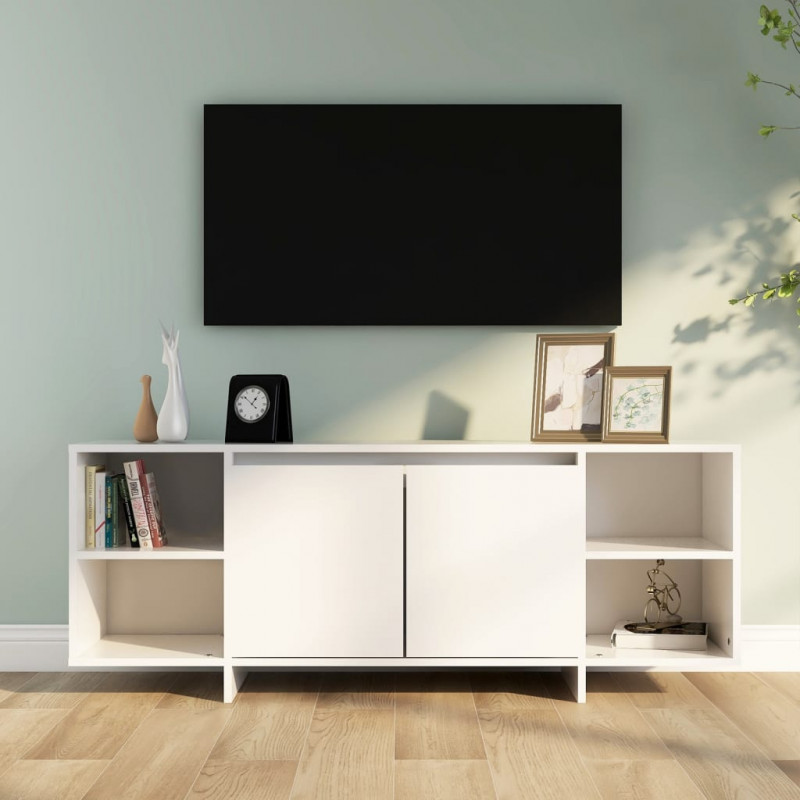 Szafka pod TV, biała, 130x35x50 cm, materiał drewnopochodny