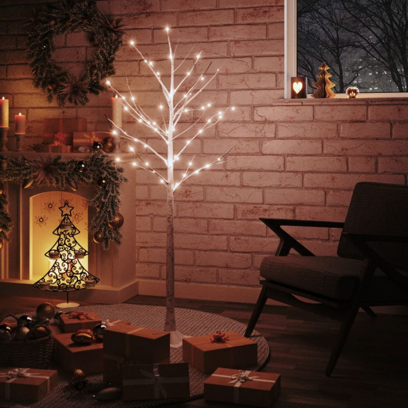 Brzoza z oświetleniem, 72 ciepłe białe LED, 150 cm