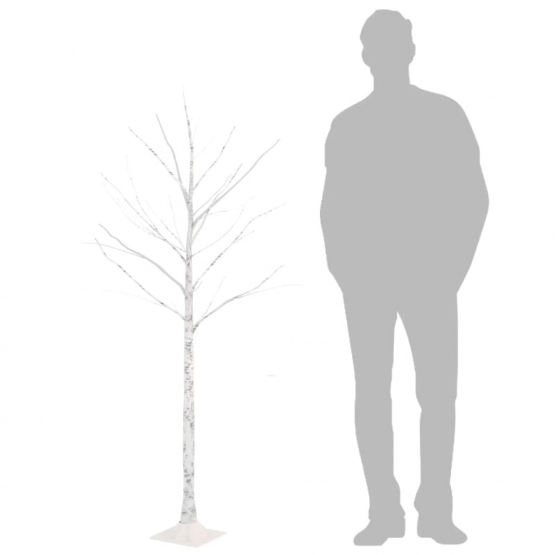Brzoza z oświetleniem, 72 ciepłe białe LED, 150 cm