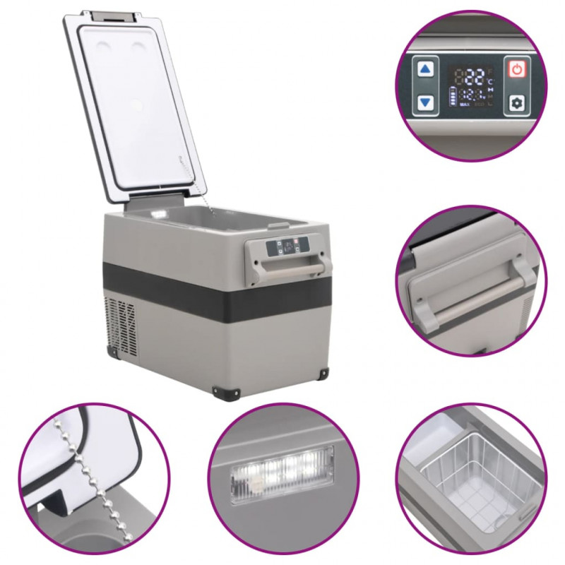 Lodówka z uchwytem, czarno-szara, 45 L, PP i PE