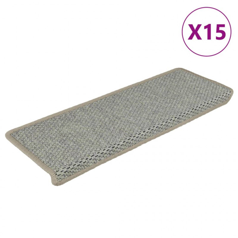 Samoprzylepne nakładki na schody, 15 szt., 65x21x4 cm, szare