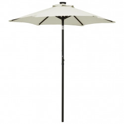 Parasol ogrodowy z LED, piaskowy, 200x211 cm, aluminium
