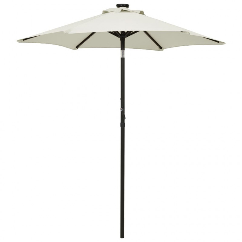 Parasol ogrodowy z LED, piaskowy, 200x211 cm, aluminium
