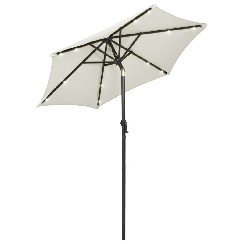Parasol ogrodowy z LED, piaskowy, 200x211 cm, aluminium