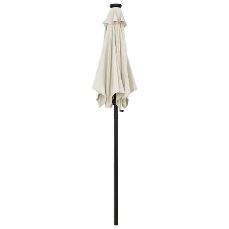 Parasol ogrodowy z LED, piaskowy, 200x211 cm, aluminium