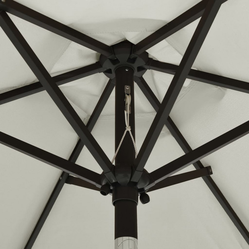 Parasol ogrodowy z LED, piaskowy, 200x211 cm, aluminium