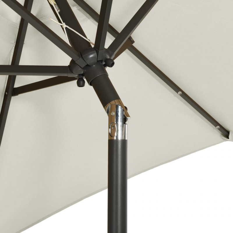 Parasol ogrodowy z LED, piaskowy, 200x211 cm, aluminium