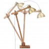 Lampa podłogowa, kolor mosiądzu, E27, lite drewno mango
