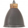 Industrialna lampa wisząca, szare żelazo i drewno, 35 cm, E27