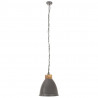 Industrialna lampa wisząca, szare żelazo i drewno, 35 cm, E27