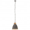 Industrialna lampa wisząca, szare żelazo i drewno, 35 cm, E27