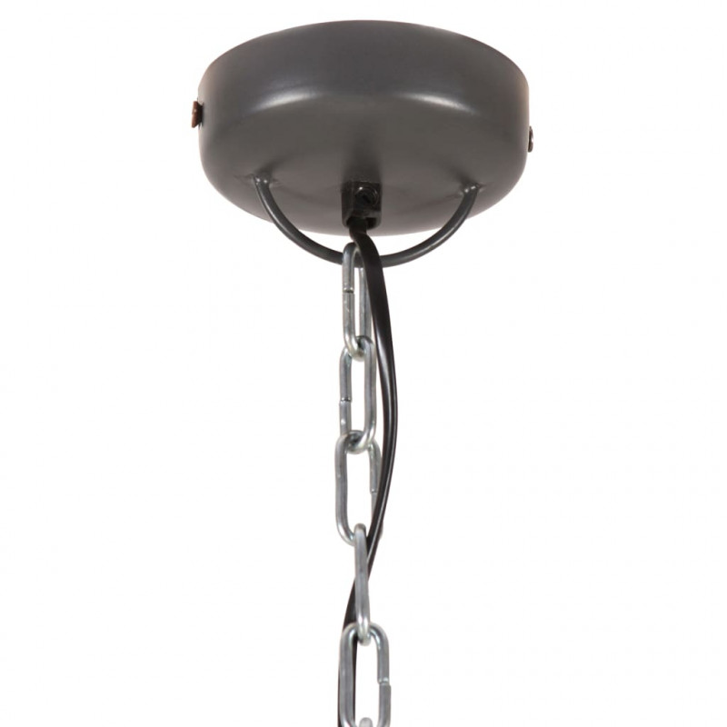 Industrialna lampa wisząca, szare żelazo i drewno, 35 cm, E27