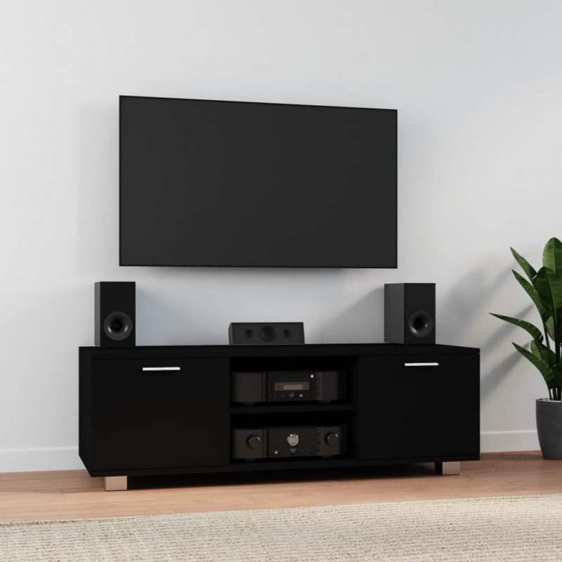 Szafka pod TV, czarna, 120x40,5x35 cm, materiał drewnopochodny