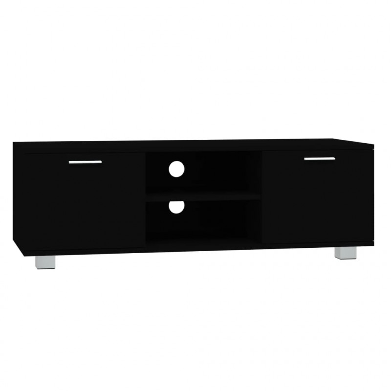 Szafka pod TV, czarna, 120x40,5x35 cm, materiał drewnopochodny