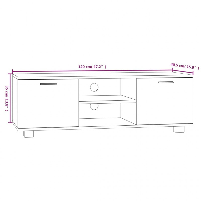 Szafka pod TV, czarna, 120x40,5x35 cm, materiał drewnopochodny