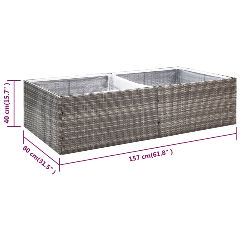 Donica ogrodowa, szara, 157x80x40 cm, rattan PE