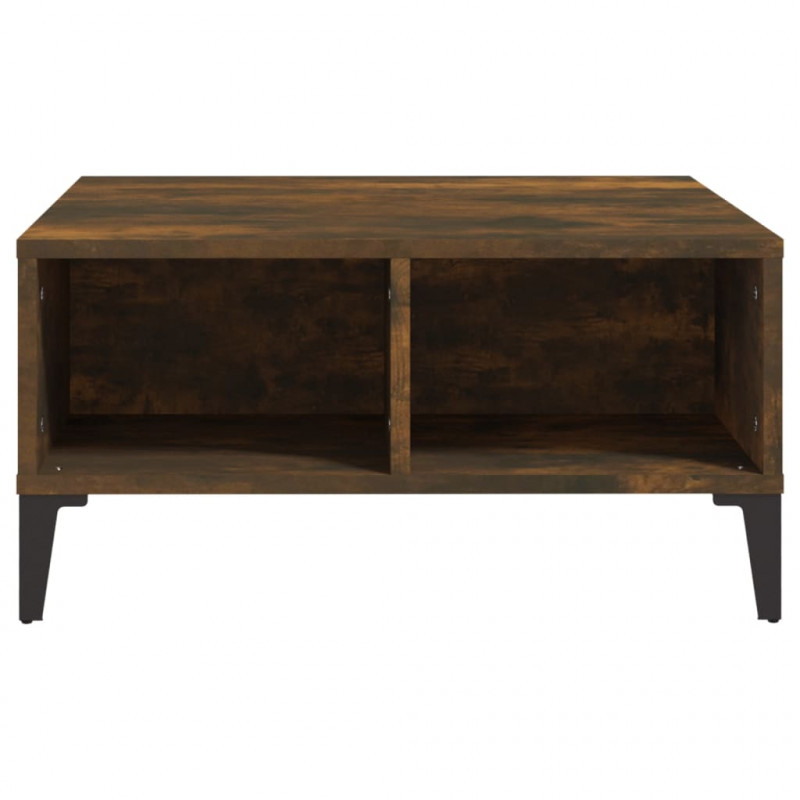 Stolik kawowy, opalany dąb 60x60x30 cm, materiał drewnopochodny