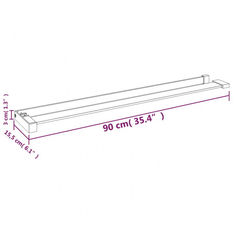 Półka ścienna do prysznica typu walk-in, czarna, 90 cm