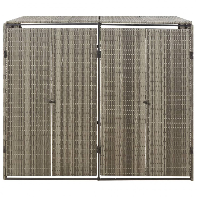 Osłona na 2 kosze na śmieci, szara, 140x80x117 cm, polirattan