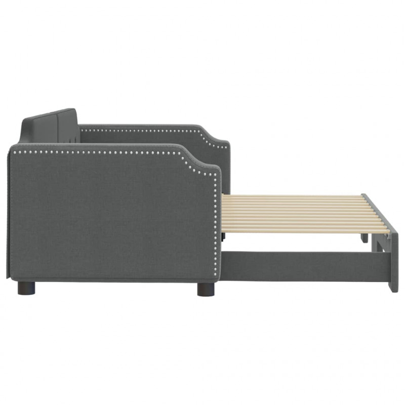 Sofa rozsuwana, ciemnoszara, 90x200 cm, tkanina