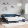 Sofa rozsuwana, niebieska, 90x200 cm, aksamit